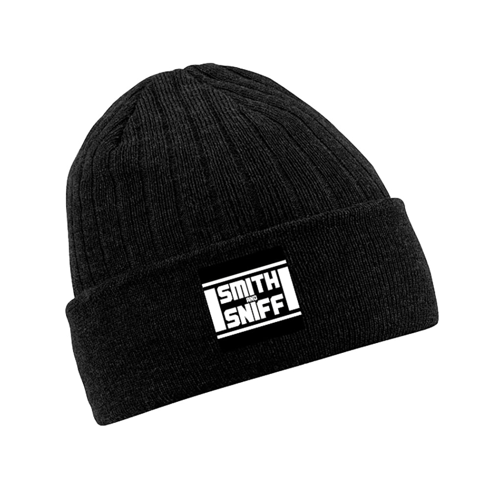 Smith and Sniff Black & White Beanie Hat